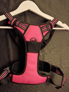 Rabbitgoo Large Pink Padded No-Pull Dog Harness W/Purple Leash